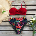 Bikini Set Leaf Print Push-Up Swimming Suits