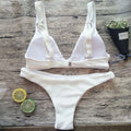 White Ribbed Brazilian Bikini Set swimsuit Two pieces