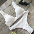 White Ribbed Brazilian Bikini Set swimsuit Two pieces