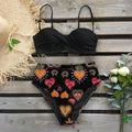 Bikini Set Leaf Print Push-Up Swimming Suits