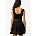 Sleek Mesh Stitching Black Summer Mini Dress