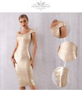 Gold Moment Bandage Dress in Gold