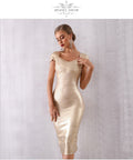 Gold Moment Bandage Dress in Gold