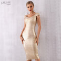 Gold Moment Bandage Dress in Gold