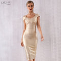 Gold Moment Bandage Dress in Gold