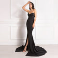 Strapless Front Slit Maxi Dress