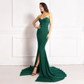 Strapless Front Slit Maxi Dress