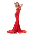 Strapless Front Slit Maxi Dress