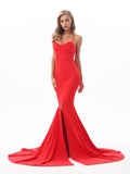 Strapless Front Slit Maxi Dress