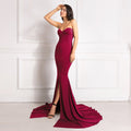 Strapless Front Slit Maxi Dress