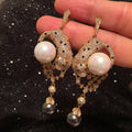 Pearl Leopard Tassel Earring