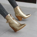 Gold Snake Print Ankle Boots