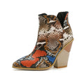 Ankle High Snake Print Cowboy Bootie