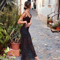 Floor Length Sheer Polka Dot Dress